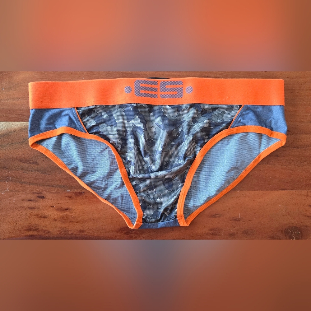 Camouflage and Orange Mens Briefs